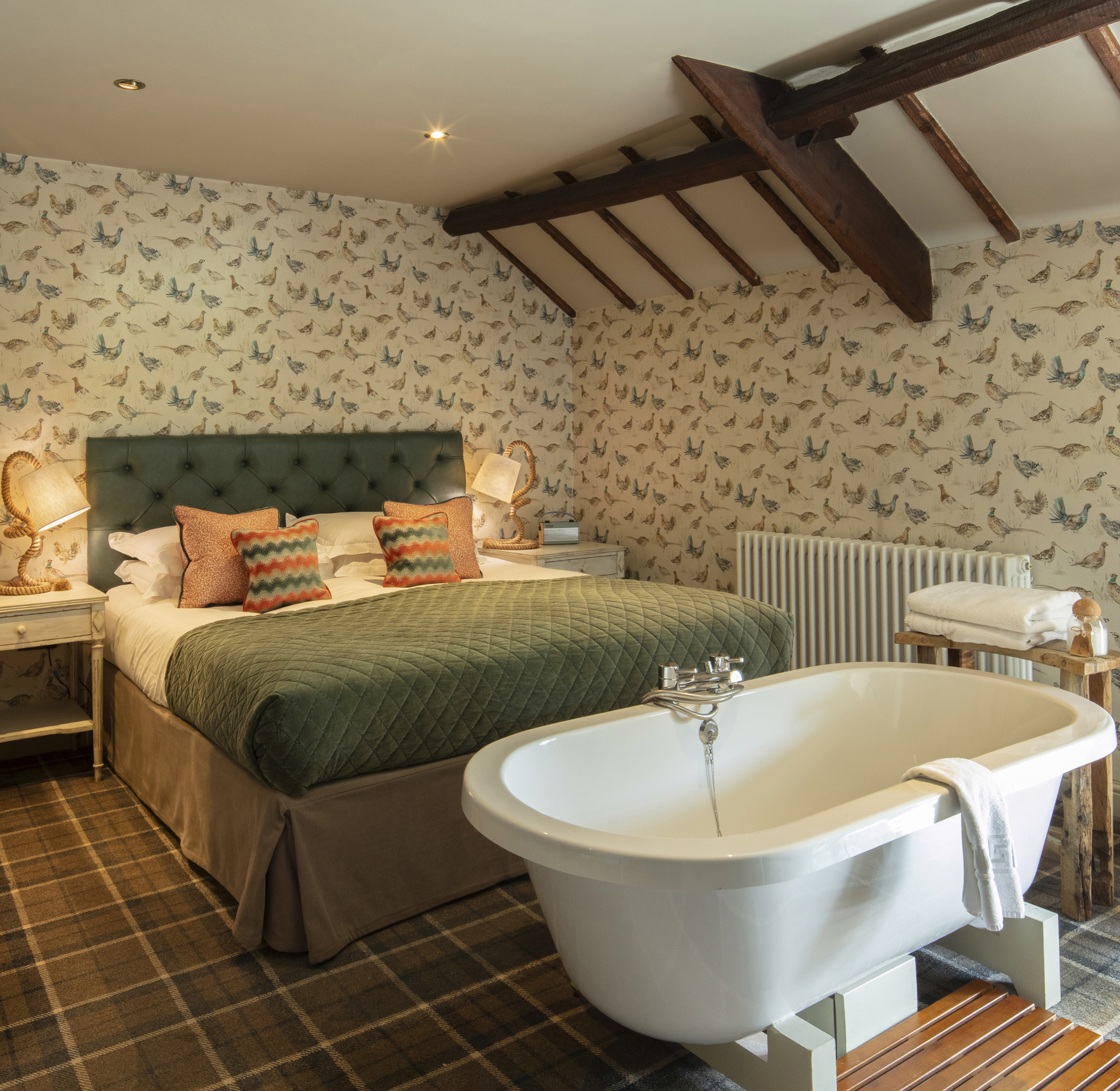 Room 1 interior with freestanding bath